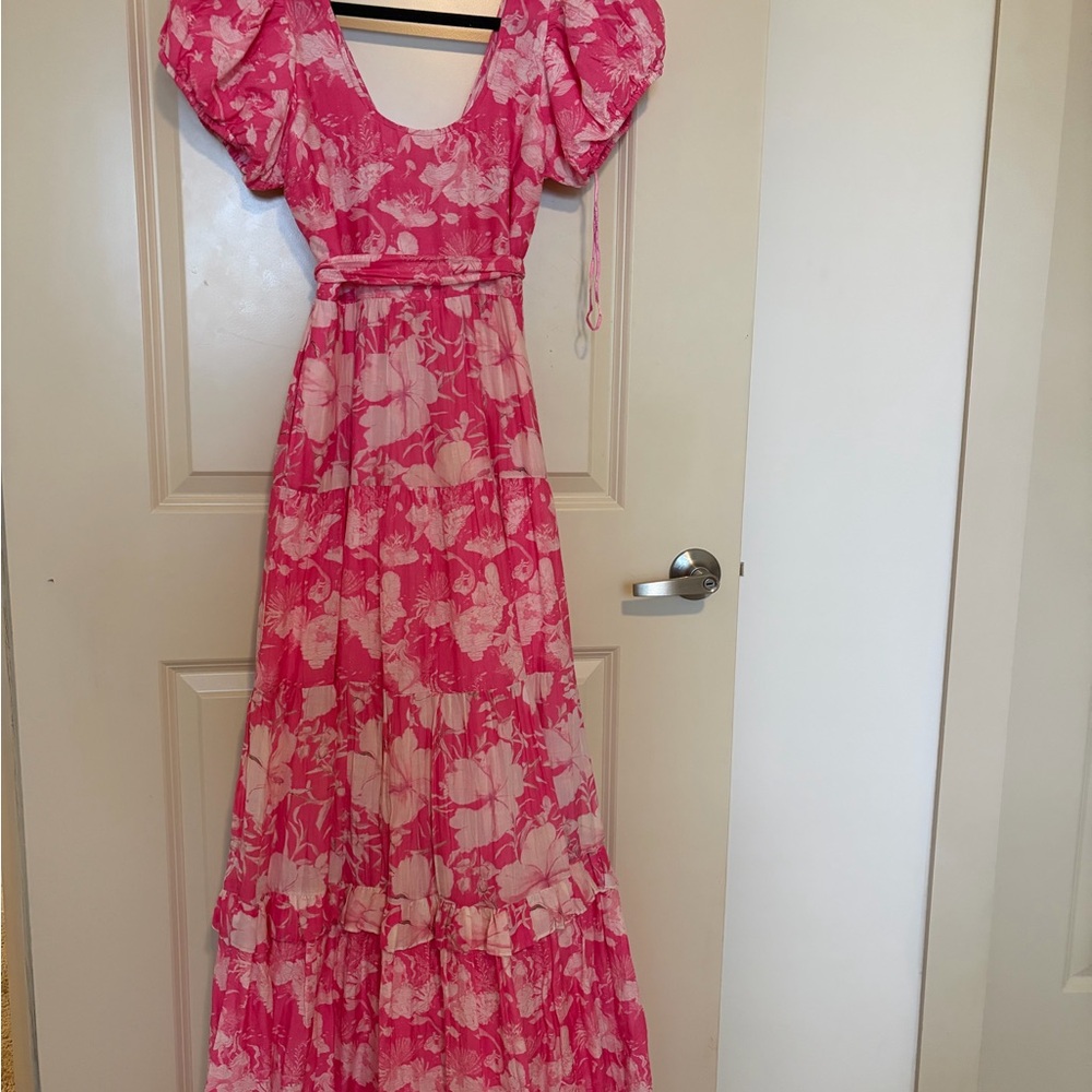 LoveShackFancy Pink Floral Maxi Dress